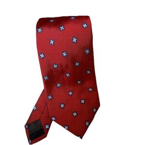 Brooks Brothers Red Silk Tie Blue Floral Pattern Classic Style